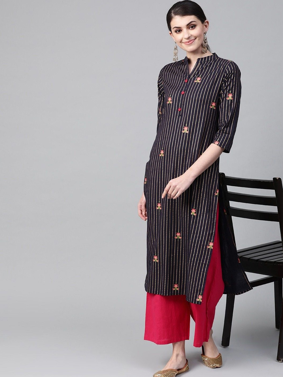 Black Viscose Rayon Handwoven Festival Casual Kurti