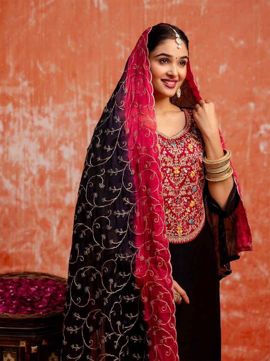 Black Viscose Rayon�Embroidered Festival Casual Ready Pant Salwar Kameez