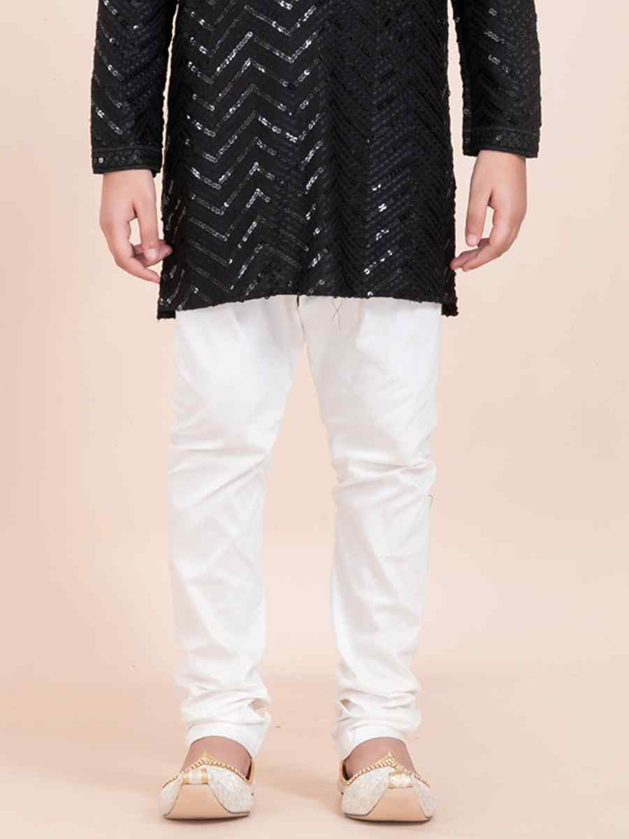 Black Viscose RayonEmbroidered Festival Traditional Kurta Pyjama Boys Wear