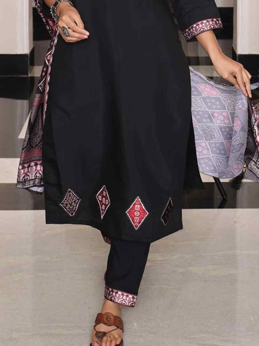 Black Viscose Shimmer Embroidered Casual Festival Pant Salwar Kameez