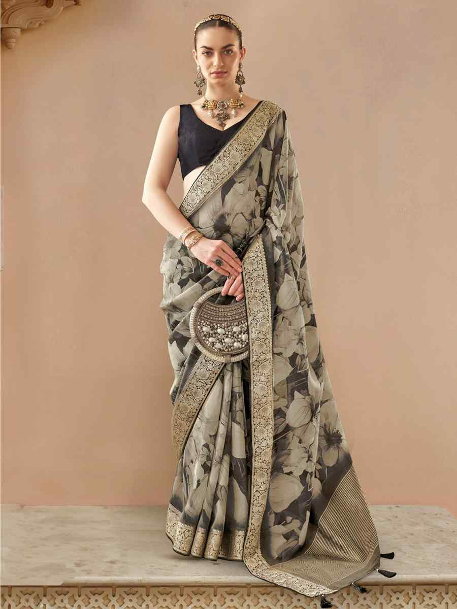 Black Viscose Silk With Shimmer Handwoven Festival Wedding Fancy Heavy Border Saree