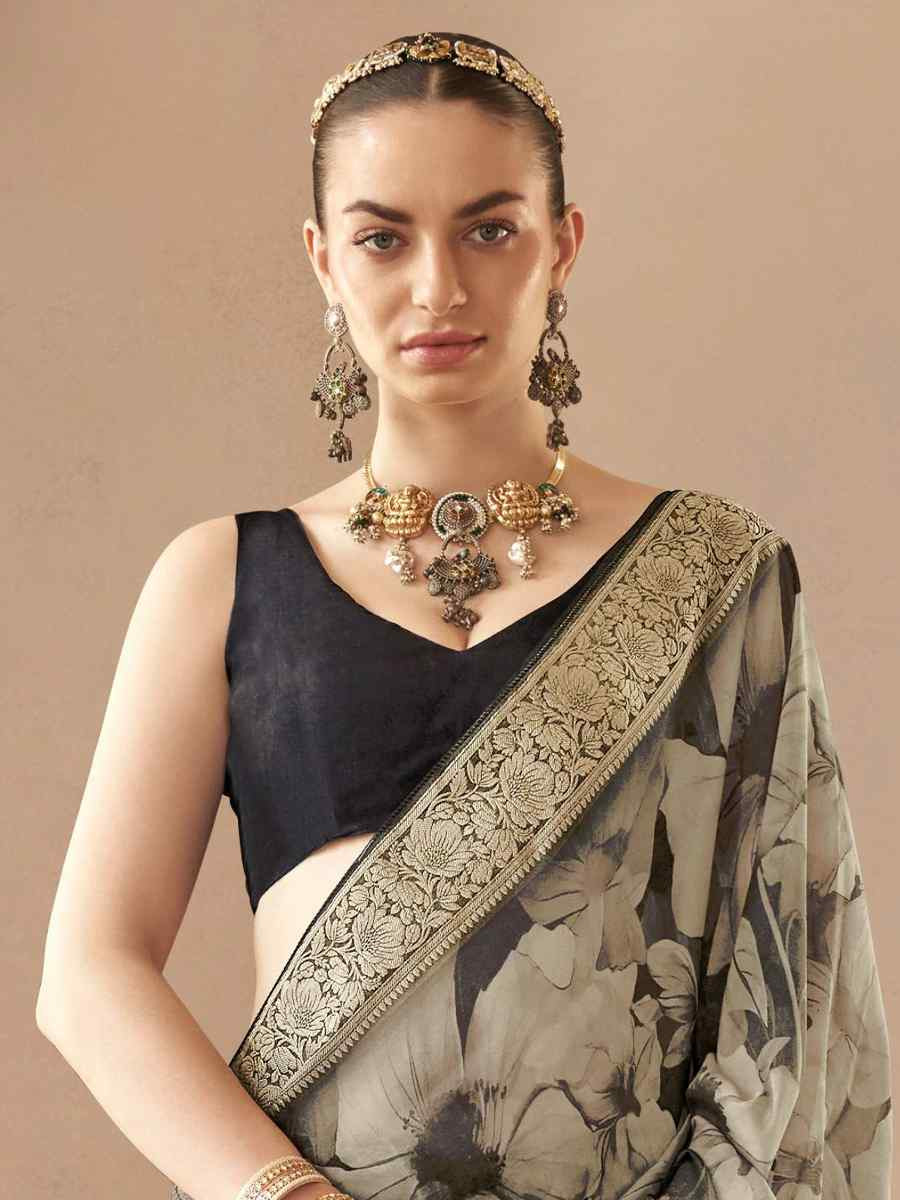 Black Viscose Silk With Shimmer Handwoven Festival Wedding Fancy Heavy Border Saree