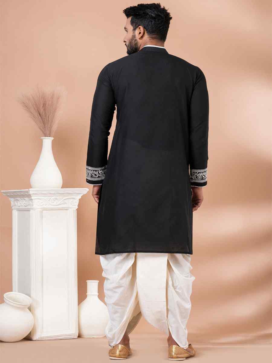 Black Viscose Woven Festival Casual Kurta