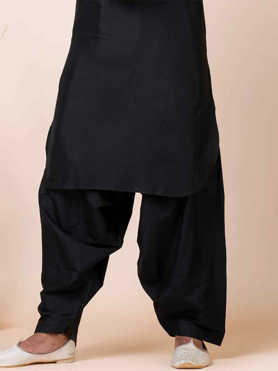 Black Viscose Woven Festival Mehendi Kurta