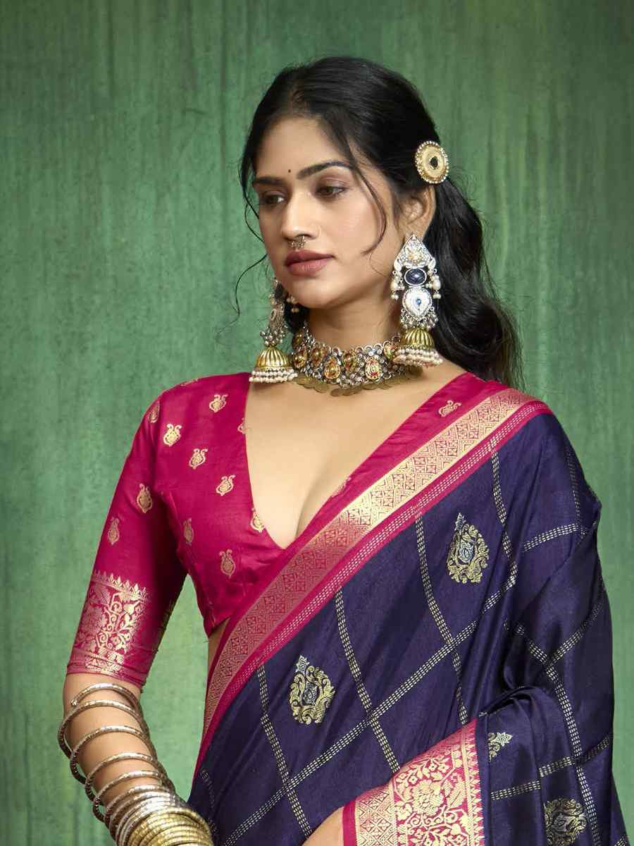 Blue  Blue Silk Handwoven Festival Wedding Fancy Heavy Border Saree