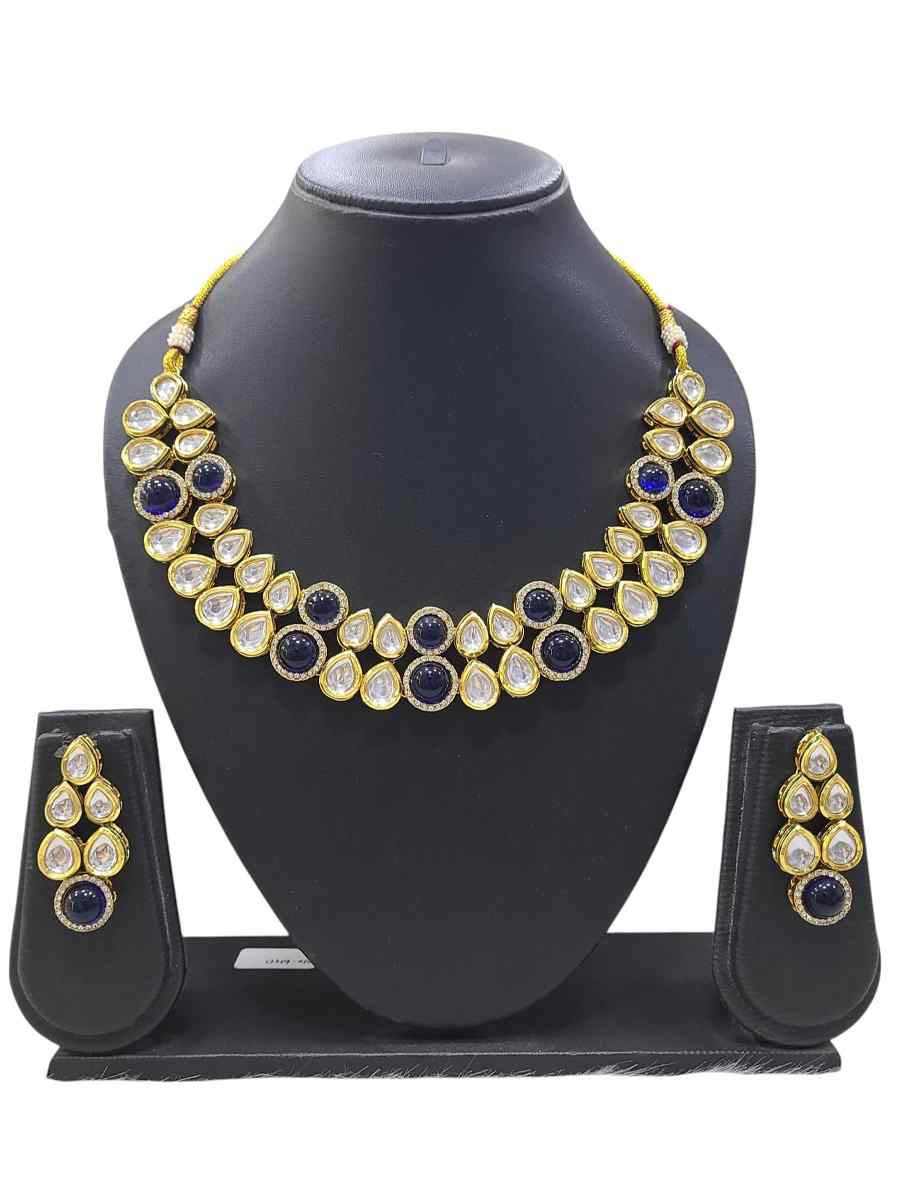 Blue Alloy Festival Wear Kundan Necklace