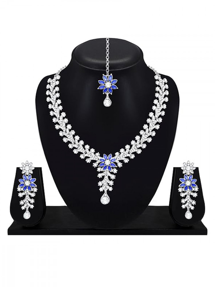 Blue Alloy Festival Wear Kundan Necklace