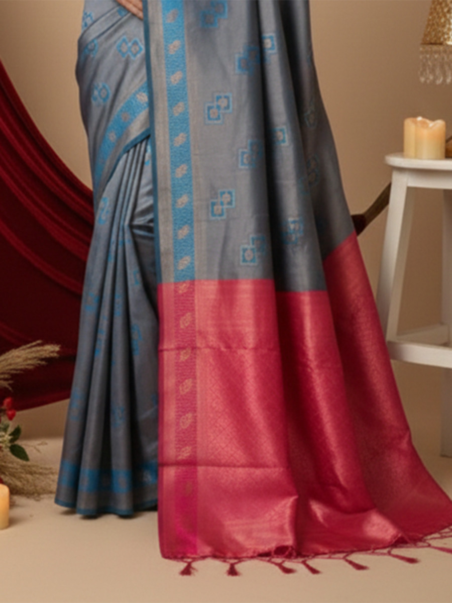 Blue  Pink Banarasi Silk Jacquard Wedding Reception Party Festival Casual Heavy Border Sarees
