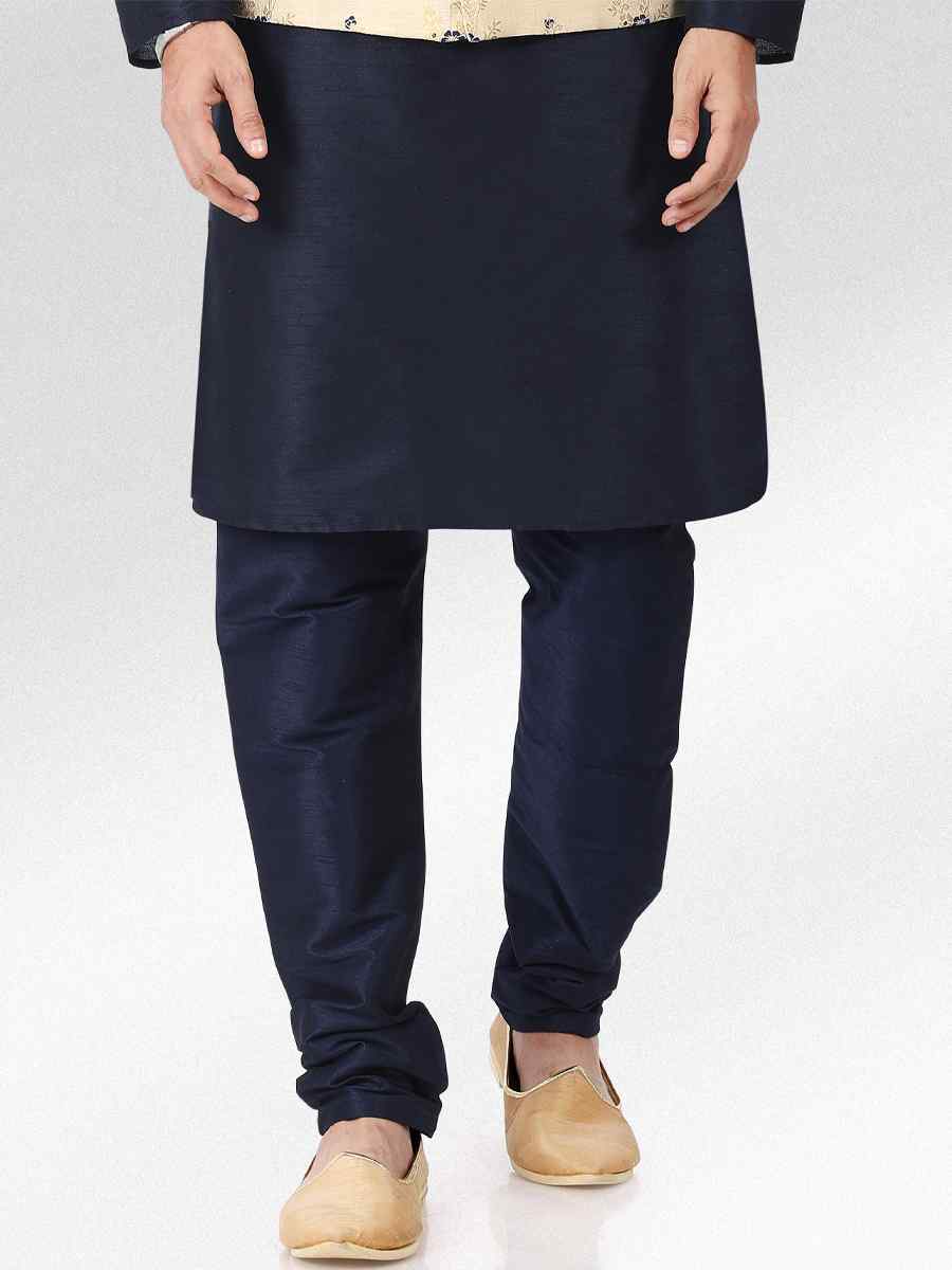 Blue Art Banarasi Silk Woven Festival Party Kurta