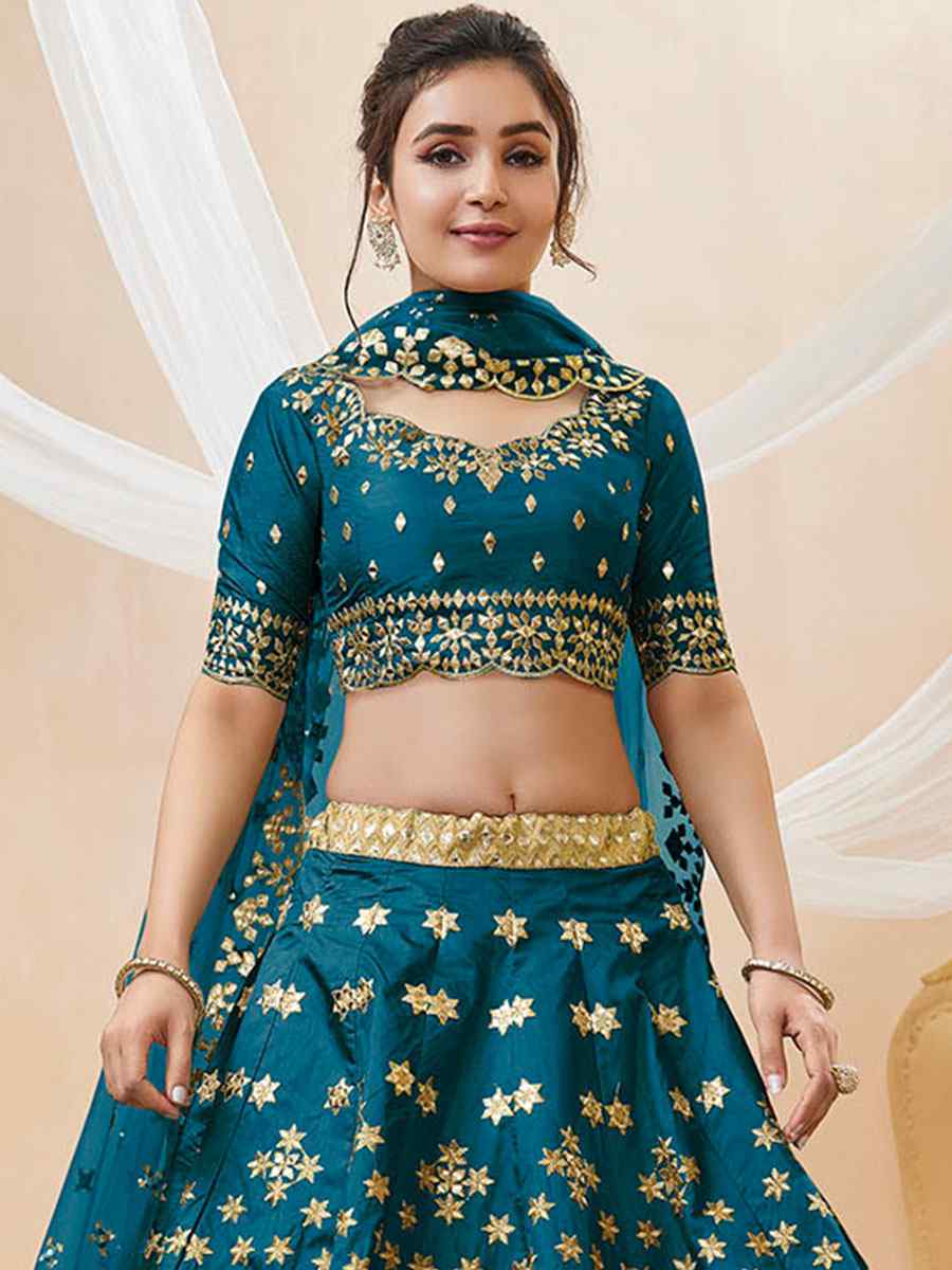 Blue Art Silk Embroidered Bridesmaid Wedding Heavy Border Lehenga Choli