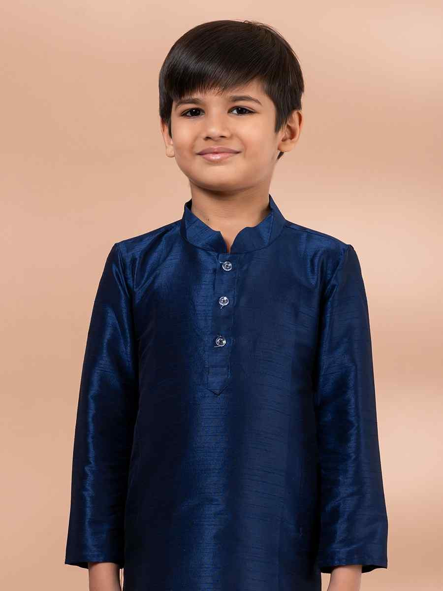 Blue Banarasi Printed Festival Traditional Kurta Pyjama Boys Wear