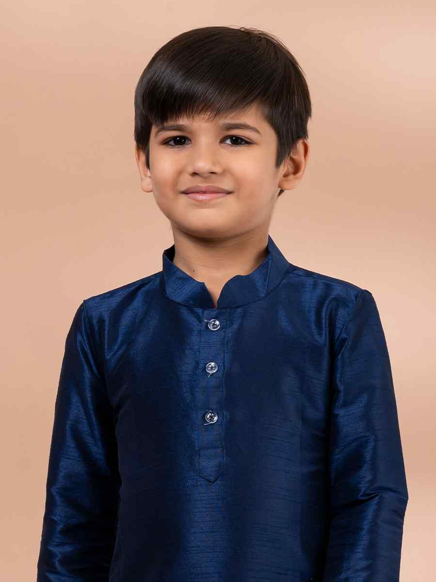 Blue Banarasi Printed Festival Traditional Kurta Pyjama Boys Wear