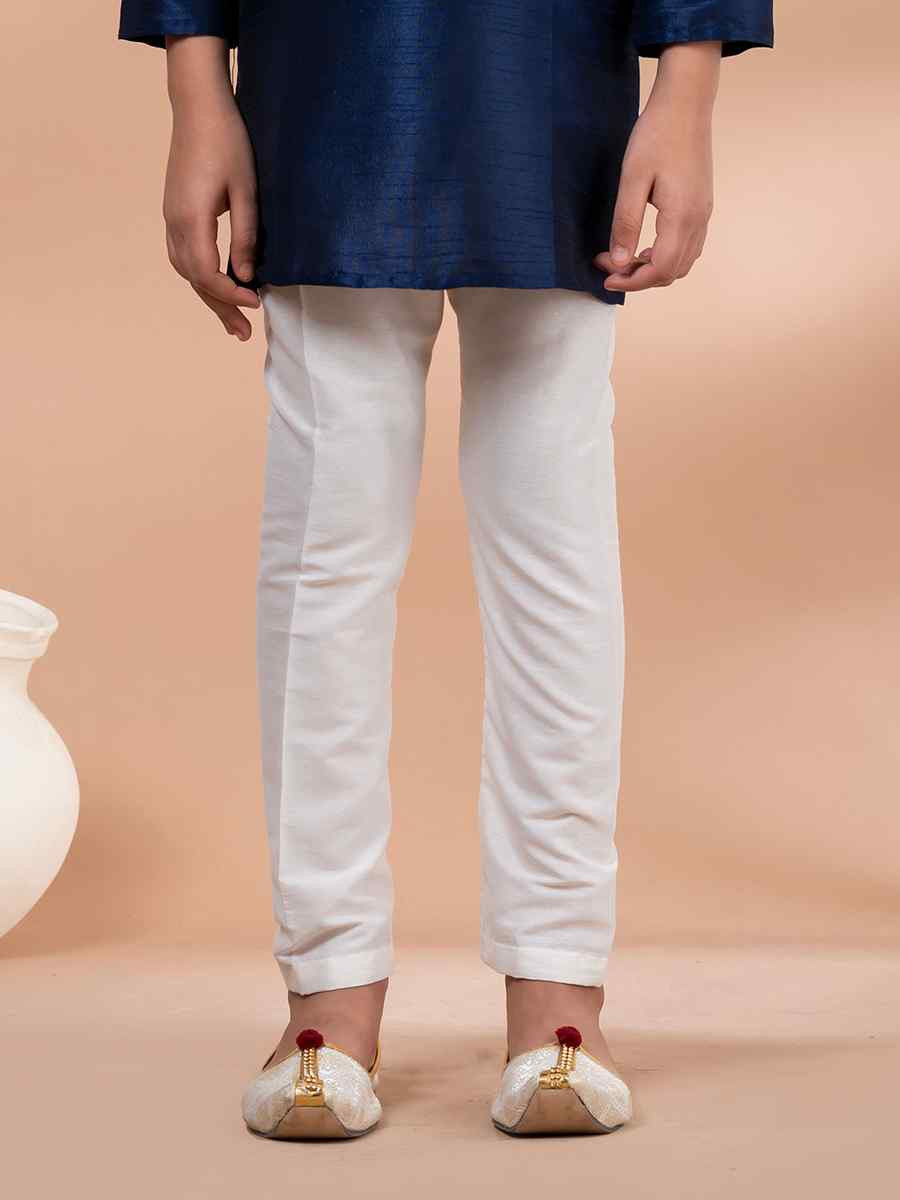 Blue Banarasi Printed Festival Traditional Kurta Pyjama Boys Wear