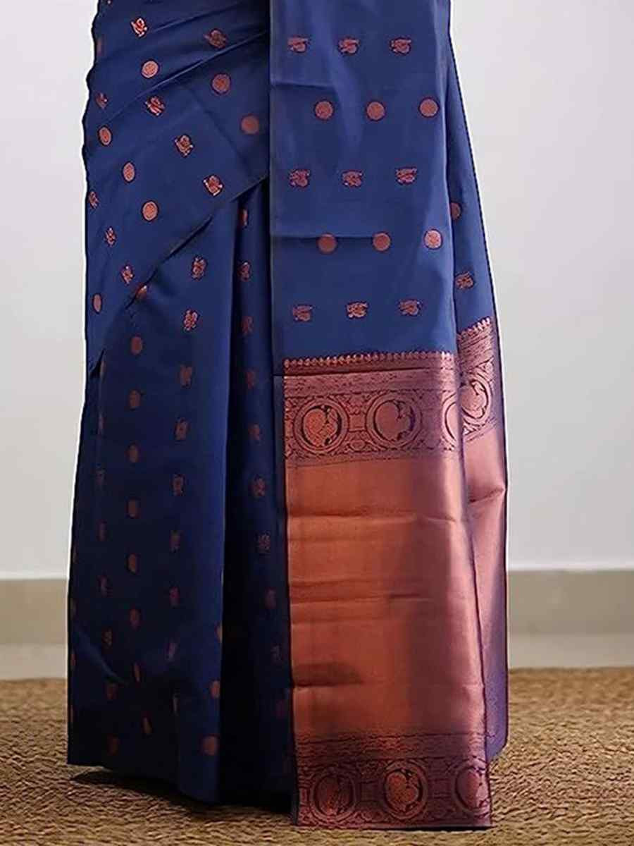 Blue Banarasi Silk Handwoven Festival Wedding Fancy Heavy Border Saree