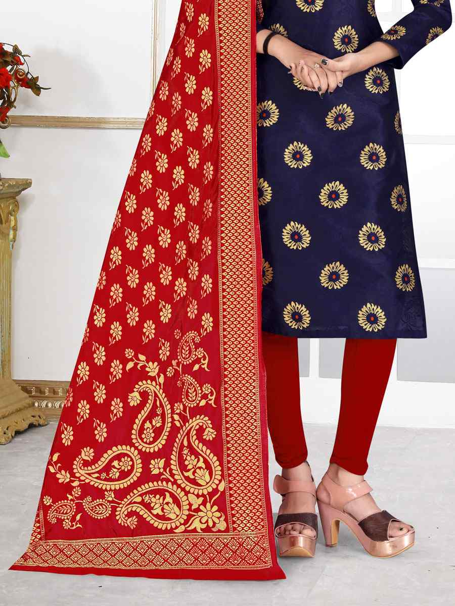 Blue Banarasi Silk Handwoven Wedding Festival Pant Salwar Kameez