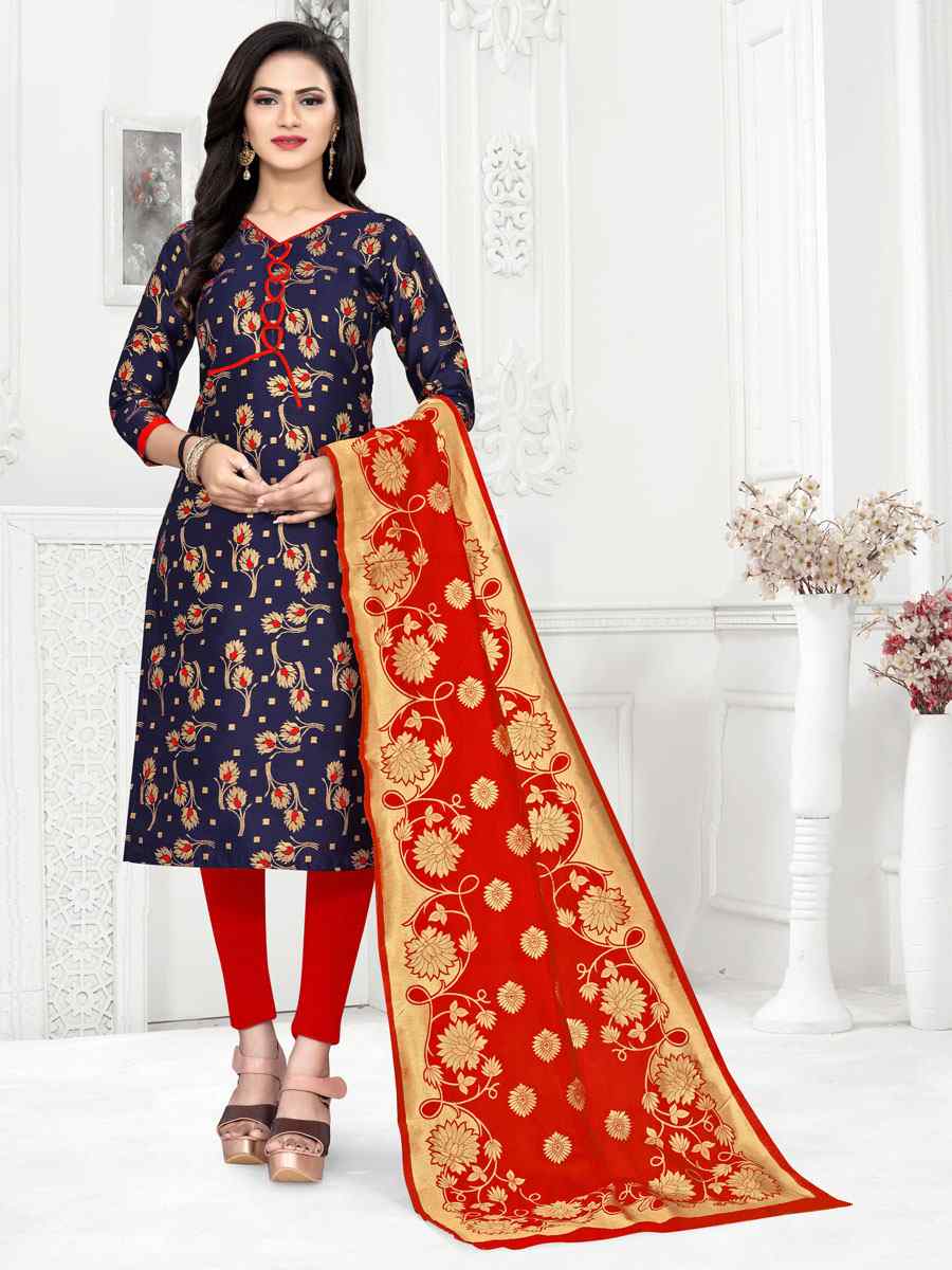 Blue Banarasi Silk Handwoven Wedding Festival Pant Salwar Kameez
