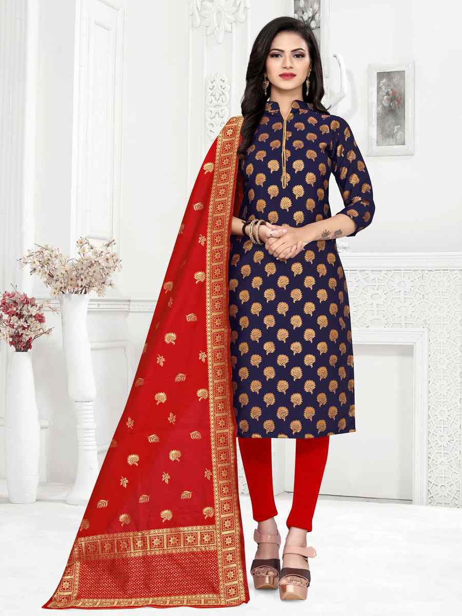 Blue Banarasi Silk Handwoven Wedding Festival Pant Salwar Kameez