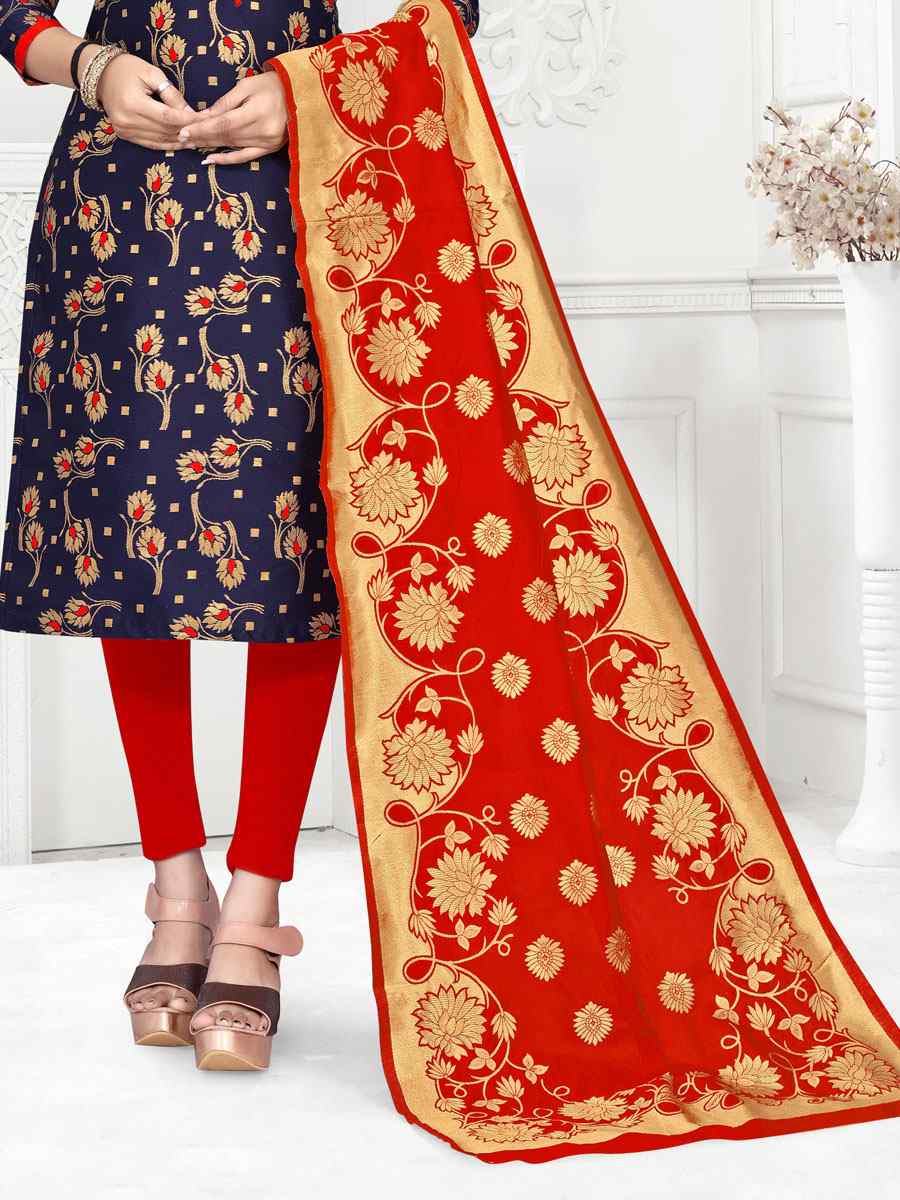 Blue Banarasi Silk Handwoven Wedding Festival Pant Salwar Kameez