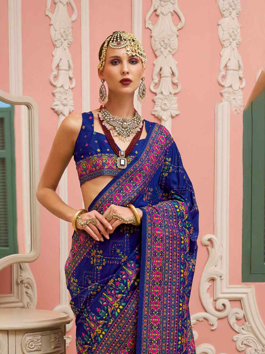 Blue Banarasi Silk Zari Handwoven Casual Reception Festival Wedding Fancy Classic Style Sarees
