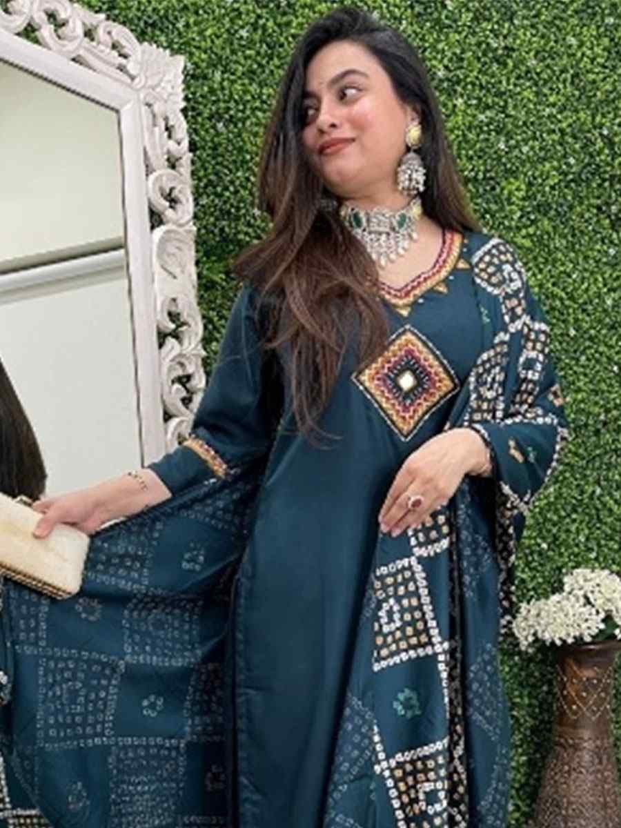 Blue Chanderi Embroidery Party Wedding Festival Casual Ready Pant Salwar Kameez