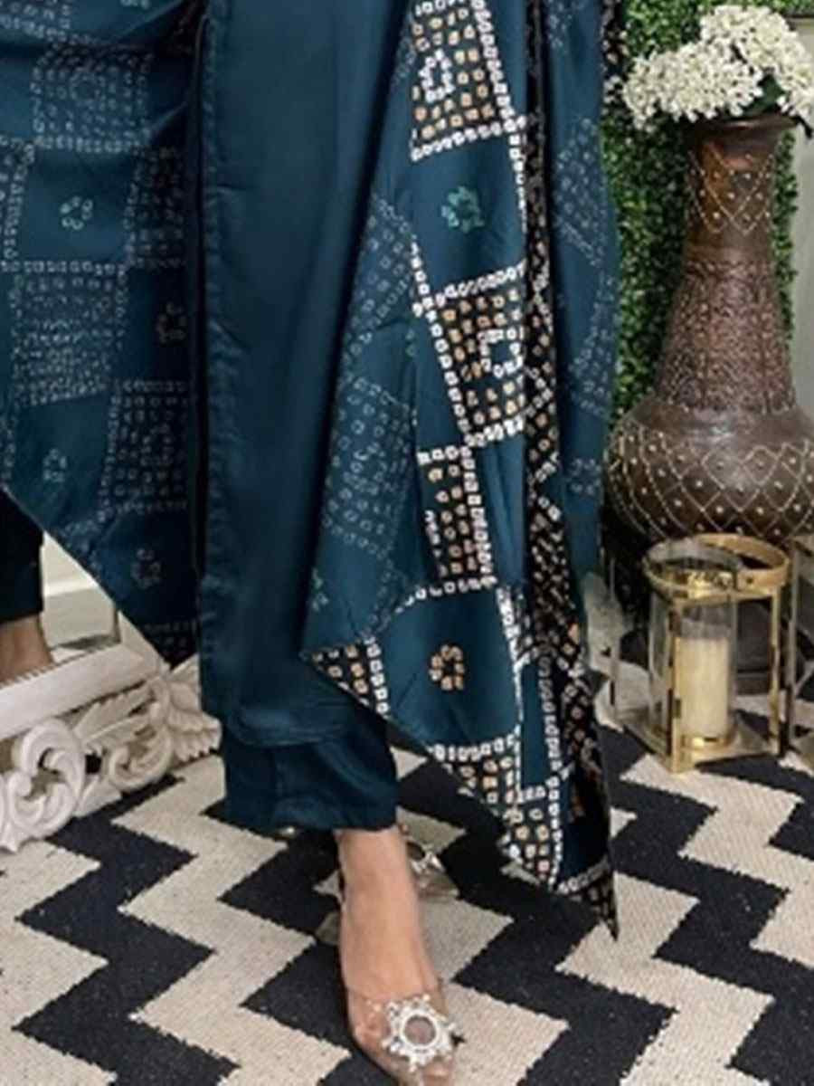 Blue Chanderi Embroidery Party Wedding Festival Casual Ready Pant Salwar Kameez