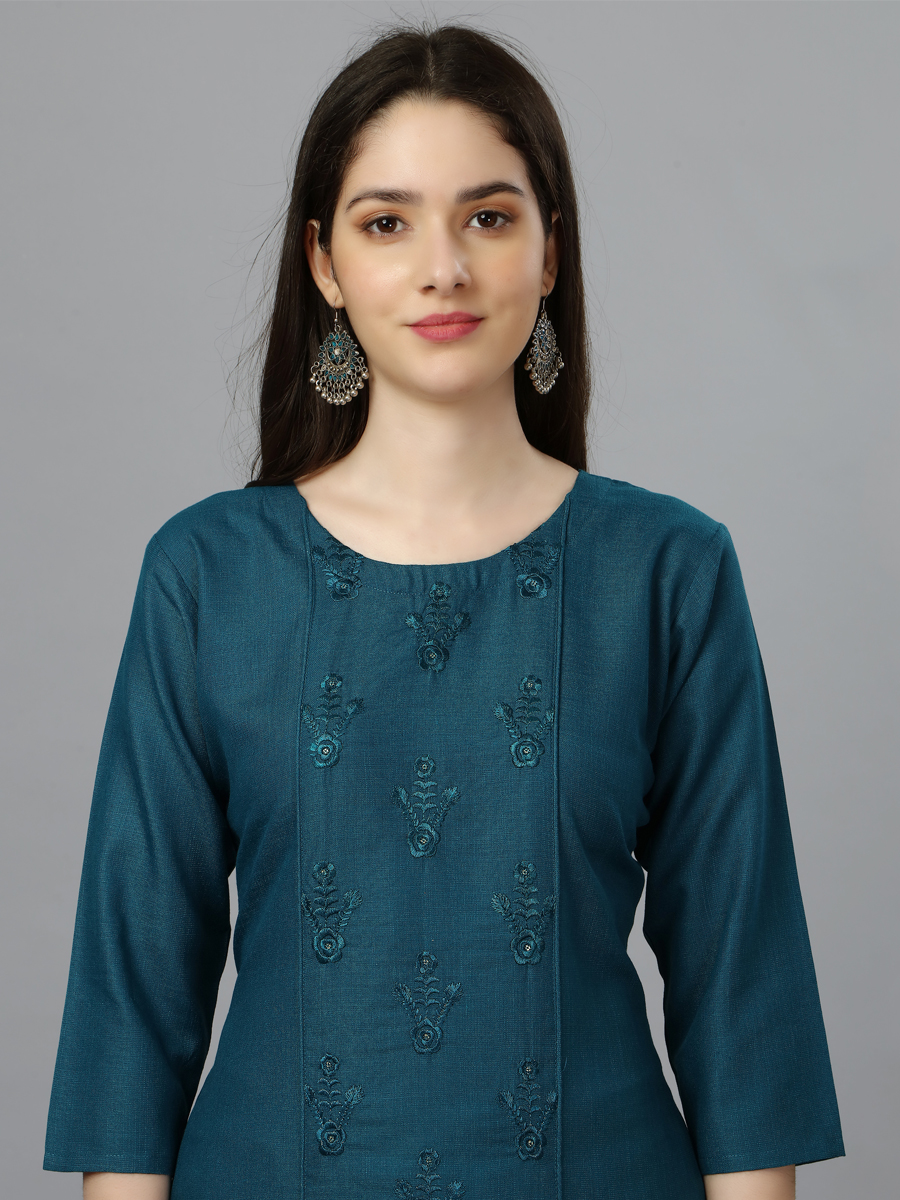 Blue Cotton Handwoven Festival Casual Kurti