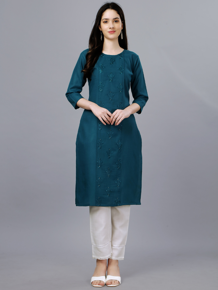 Blue Cotton Handwoven Festival Casual Kurti