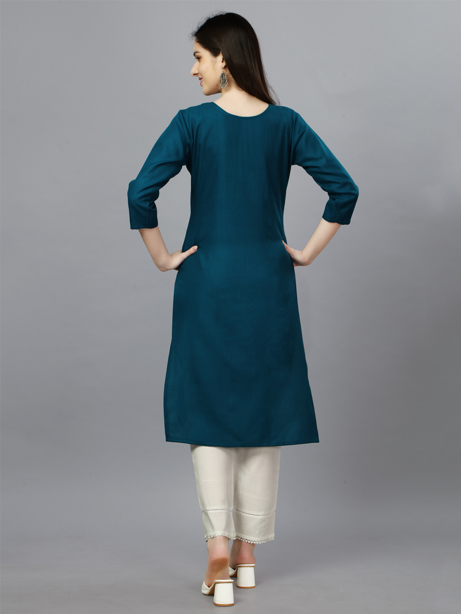 Blue Cotton Handwoven Festival Casual Kurti