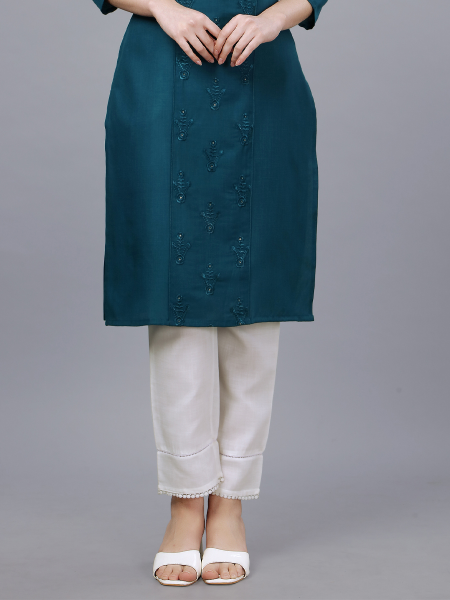 Blue Cotton Handwoven Festival Casual Kurti