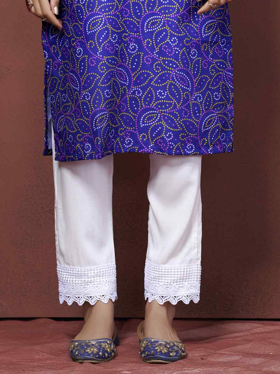 Blue Cotton Linen Embroidered Festival Casual Kurti