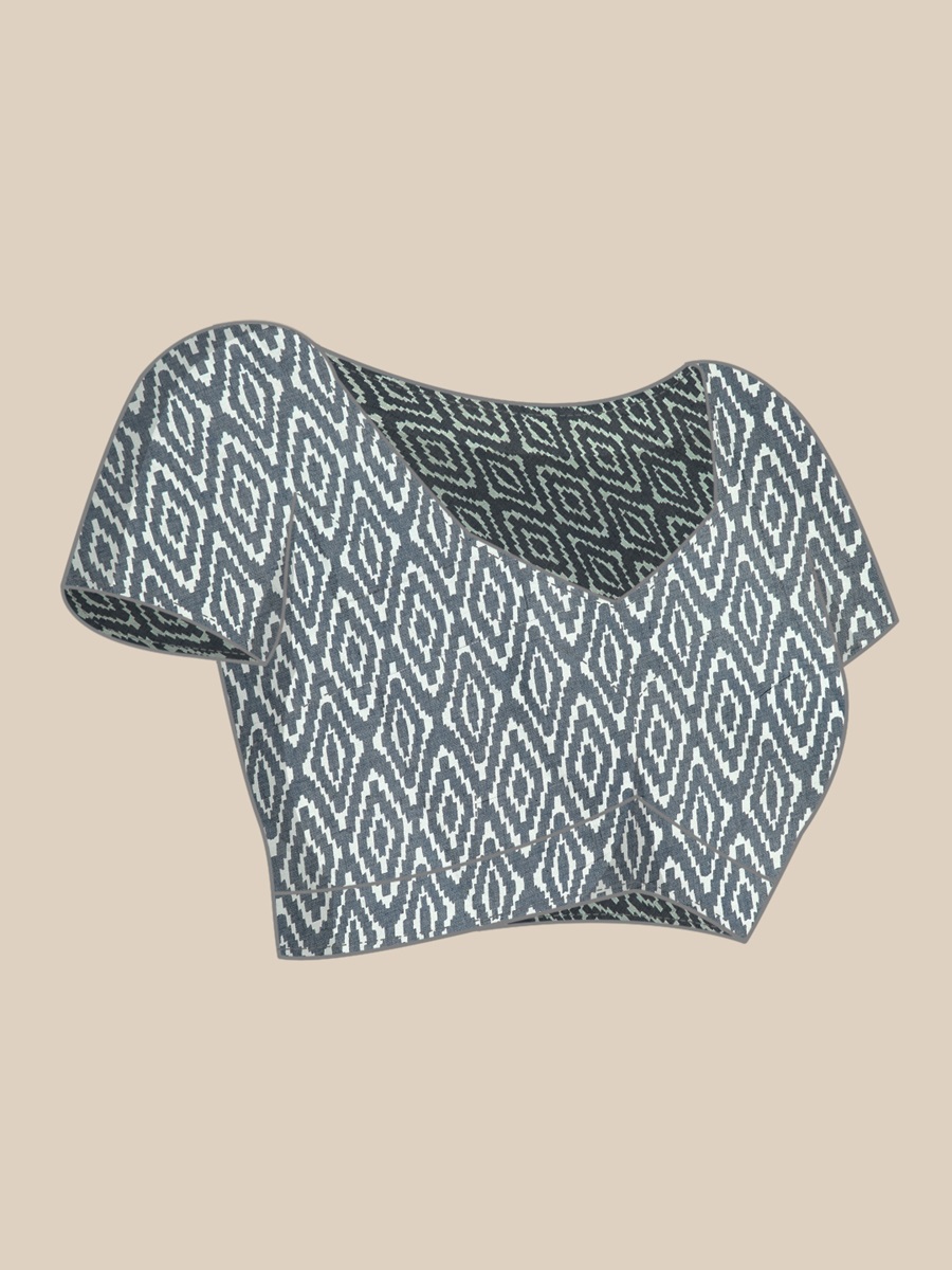Blue Cotton Printed Festival Casual Contemporary Sarees