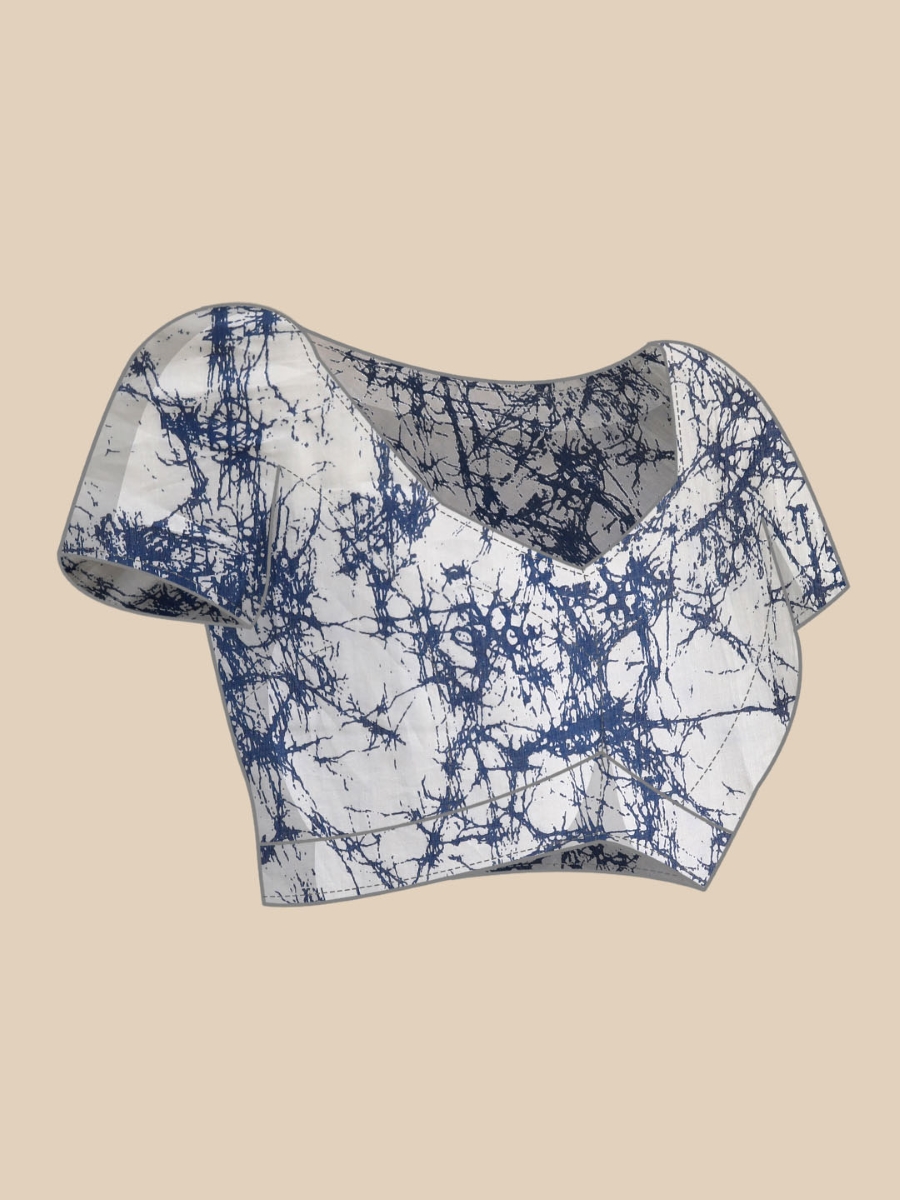 Blue Cotton Printed Festival Casual Contemporary Sarees