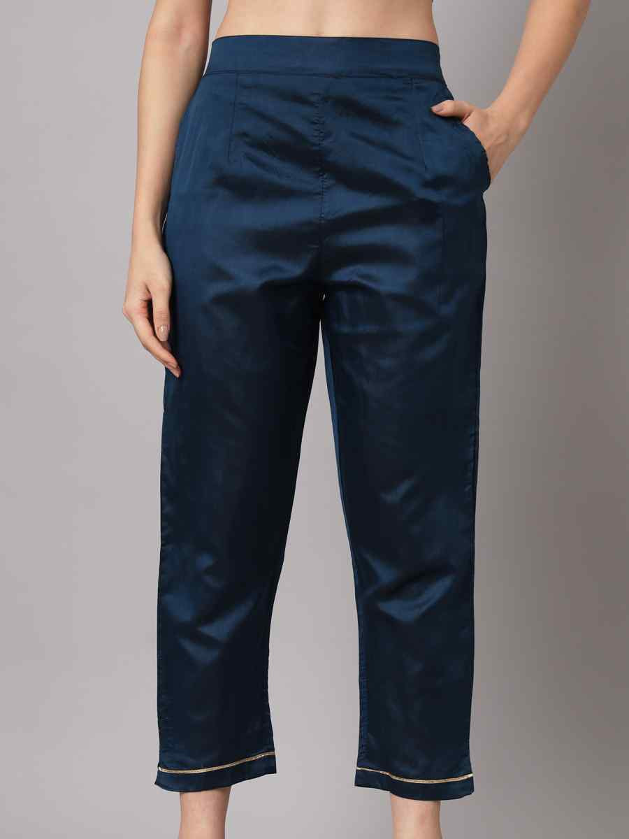 Blue Cotton Silk Jacquard Handwoven Party Wedding Festival Casual Ready Pant Salwar Kameez