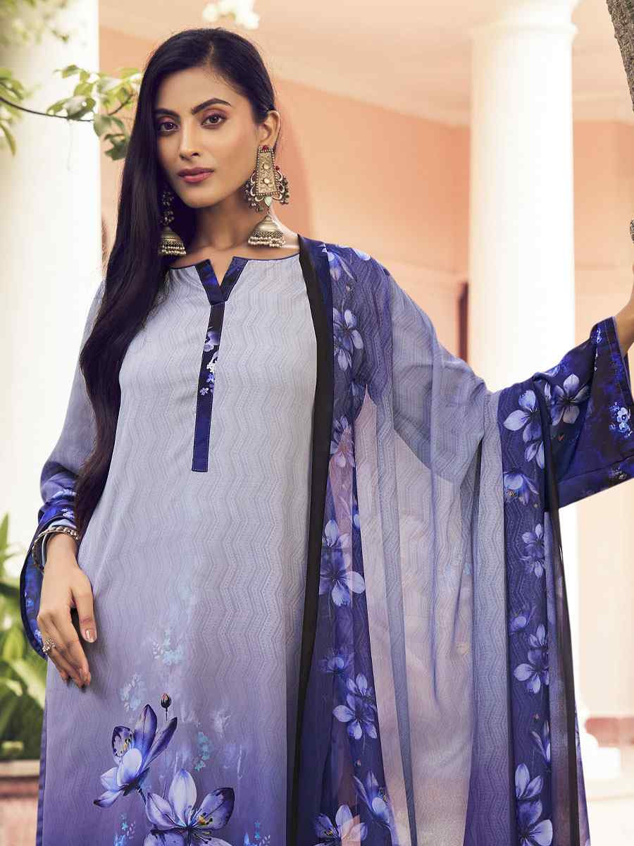 Blue Crepe Printed Festival Casual Pant Salwar Kameez