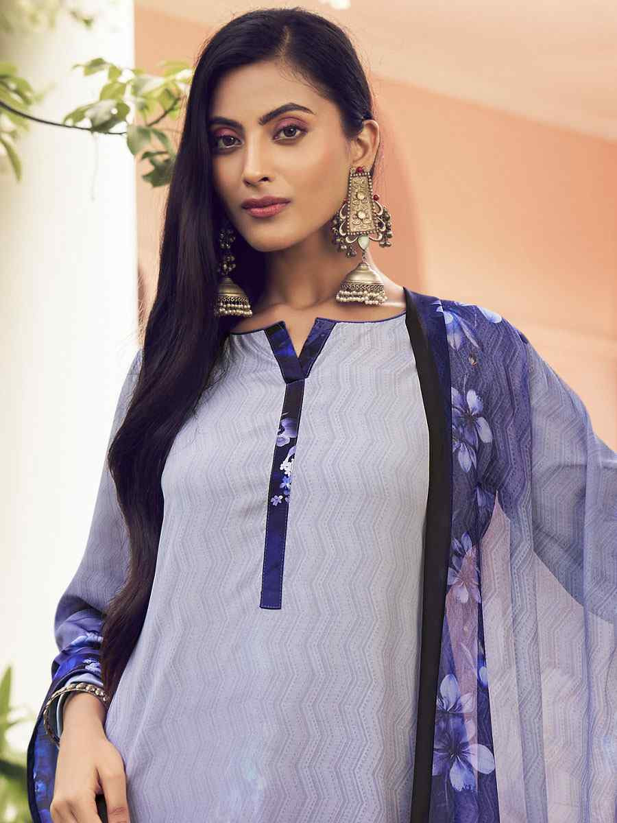 Blue Crepe Printed Festival Casual Pant Salwar Kameez