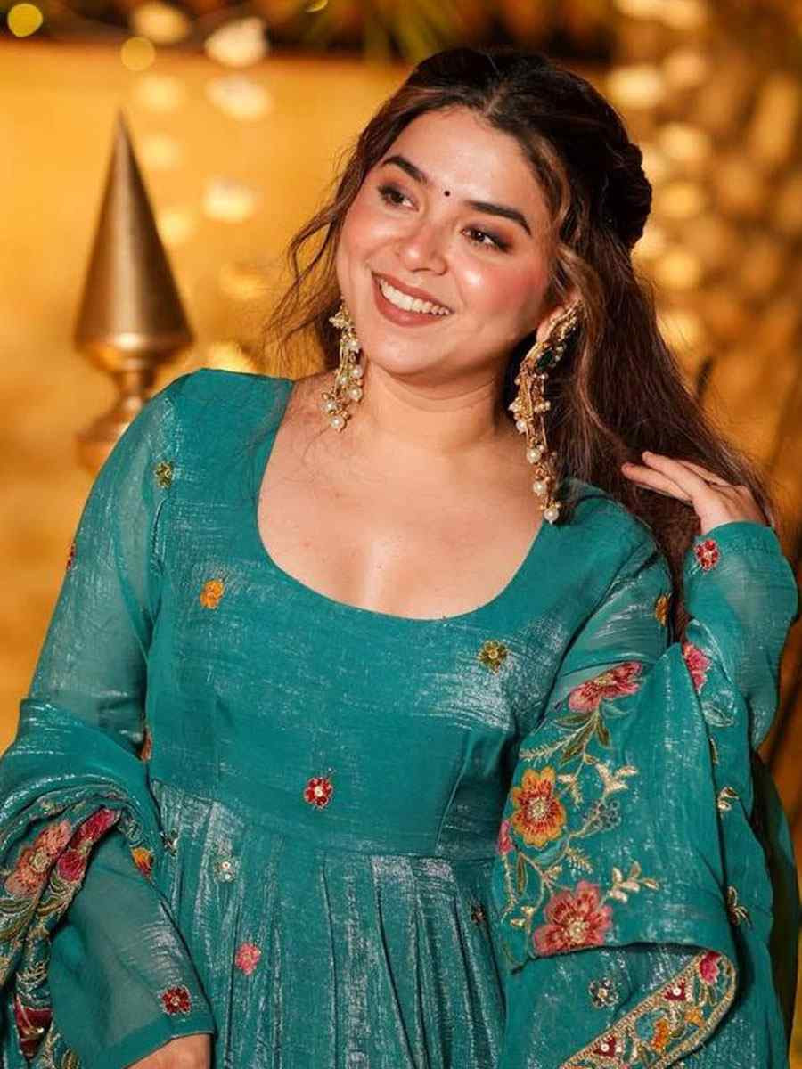 Blue Crunchy Silk Embroidery Party Wedding Festival Casual Ready Anarkali Salwar Kameez