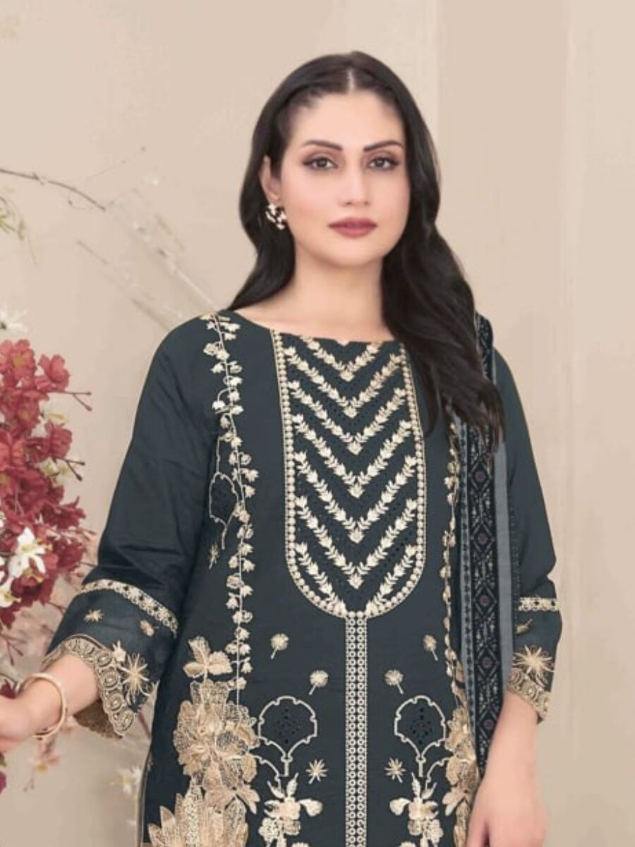 Blue Fox Georgette Embroidery Casual Festival Wedding Party Pant Salwar Kameez