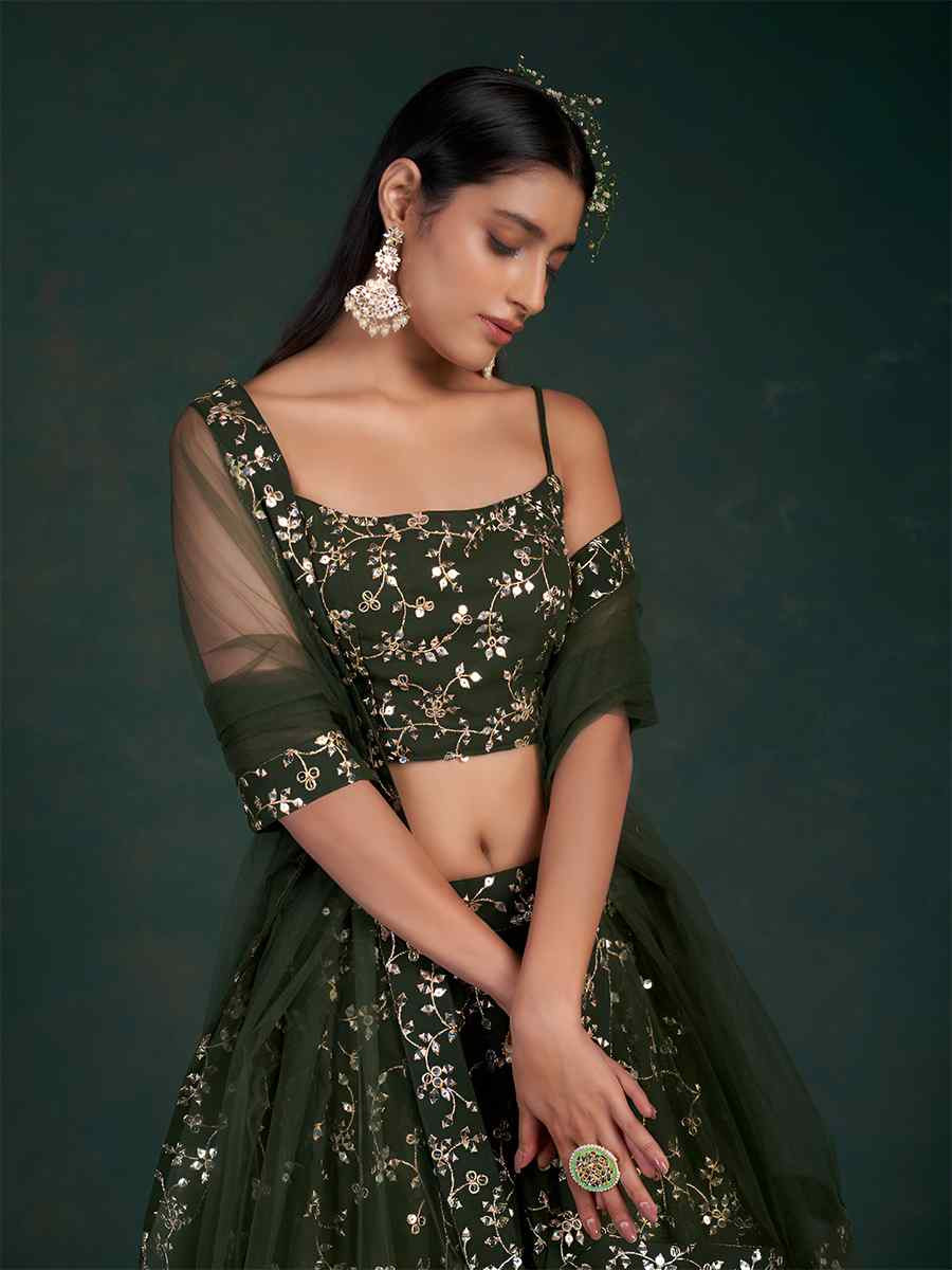 Blue Georgette Embroidered Bridesmaid Wedding Heavy Border Lehenga Choli