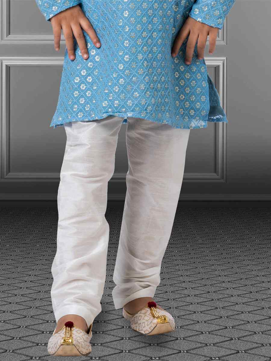 Blue Georgette Embroidered Festival Kurta Pyjama Boys Wear