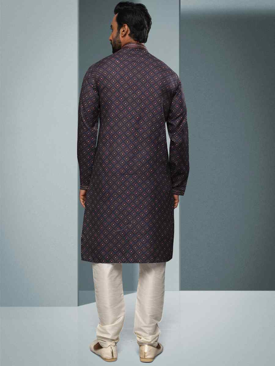 Blue Hand Loomed In Rich Yarns Of Cotton Printed Festival Kurta