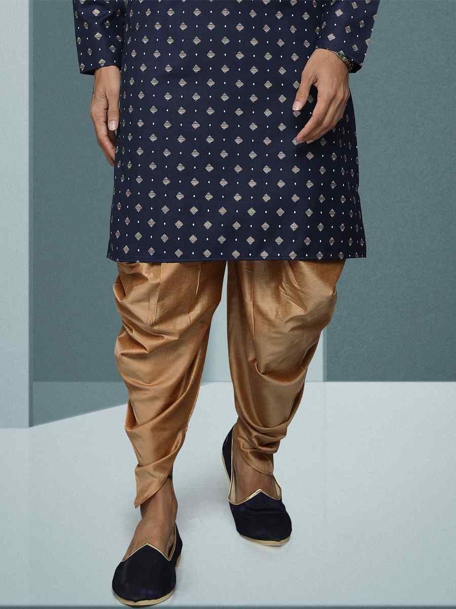 Blue Hand Loomed In Rich Yarns Of Cotton Printed Festival Kurta