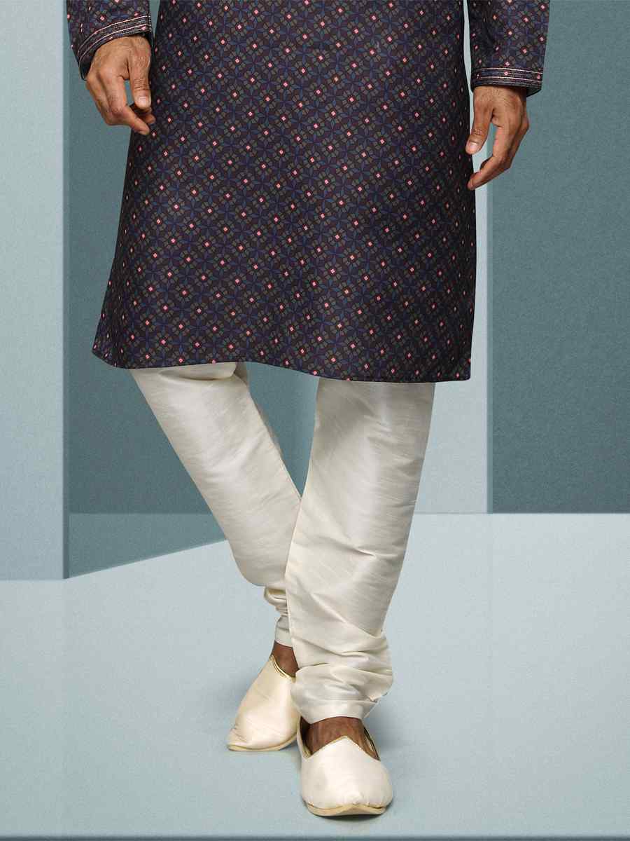 Blue Hand Loomed In Rich Yarns Of Cotton Printed Festival Kurta