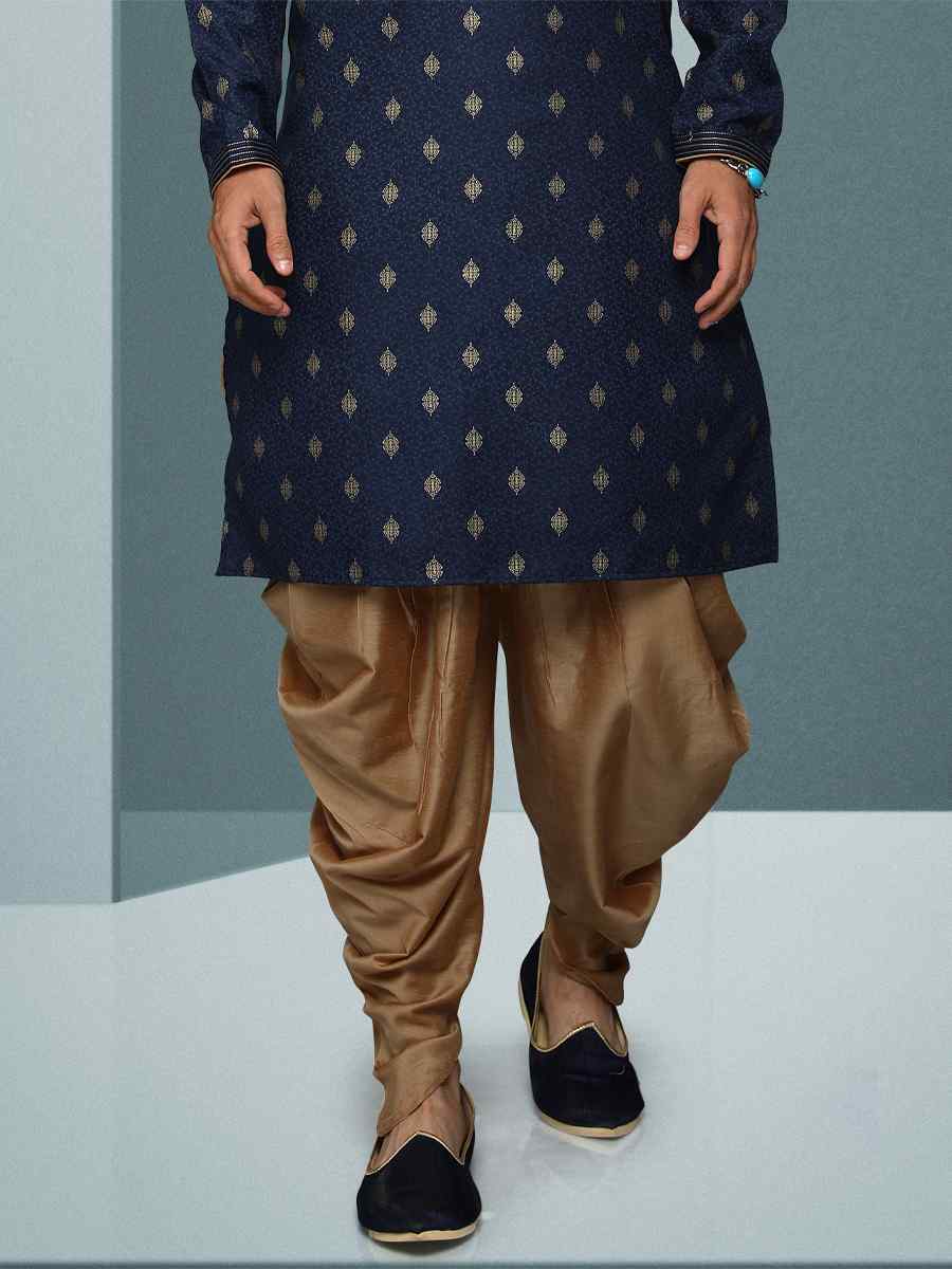 Blue Hand Loomed In Rich Yarns Of Cotton Printed Festival Kurta