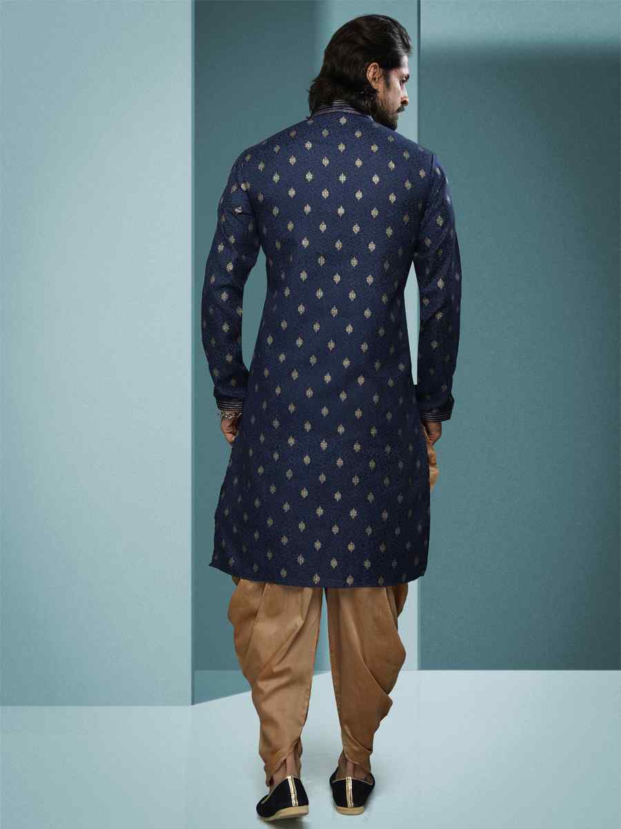 Blue Hand Loomed In Rich Yarns Of Cotton Printed Festival Kurta