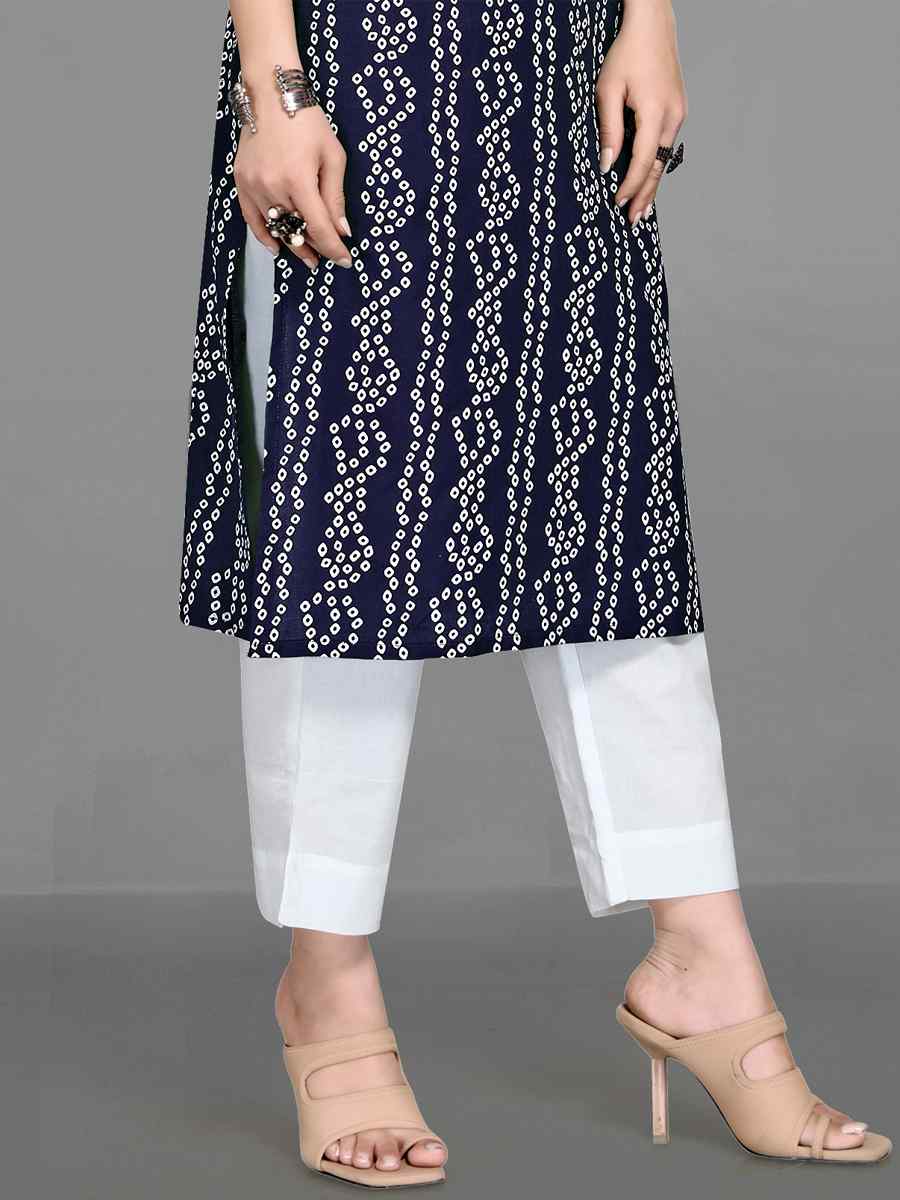 Blue Heavy 14 kg Rayon Printed Casual Festival Kurti