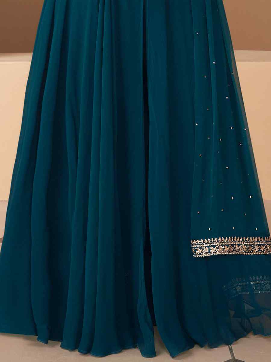 Blue Heavy Georgette Embroidered Party Wedding Ready Anarkali Salwar Kameez