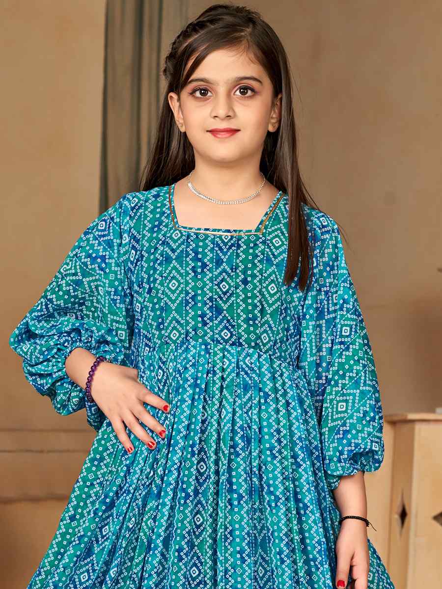 Blue Heavy Georgette Printed Casual Festival Salwars Girls Wear