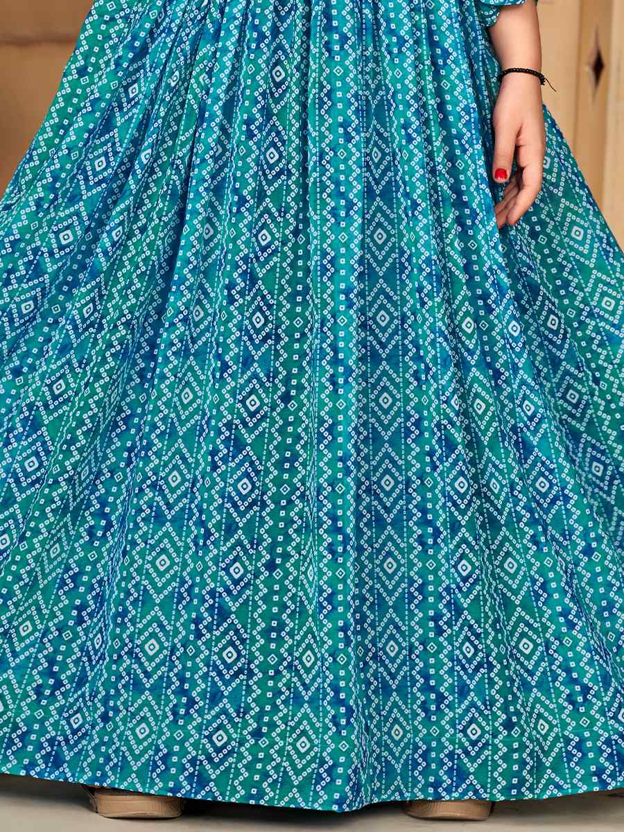 Blue Heavy Georgette Printed Casual Festival Salwars Girls Wear