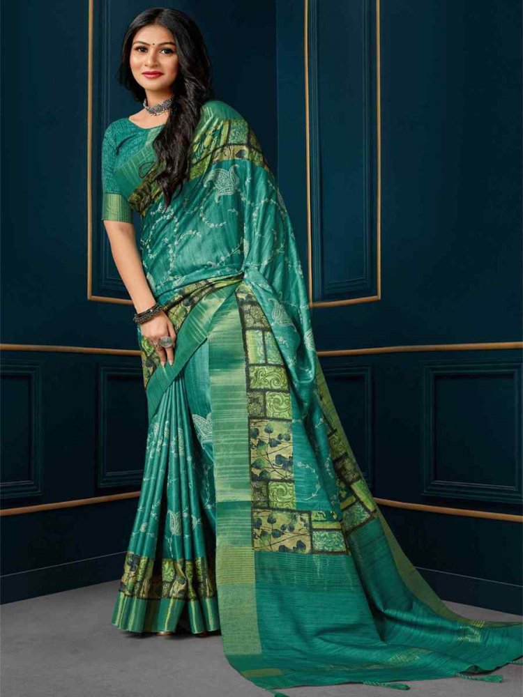 Blue Kotha Silk Embroidered Mehendi Festival Heavy Border Saree