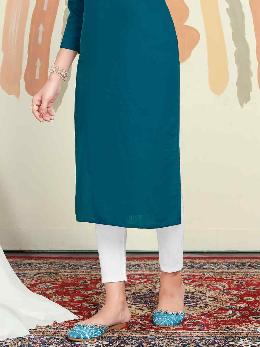 Blue Maaza Cotton Embroidered Festival Casual Kurti